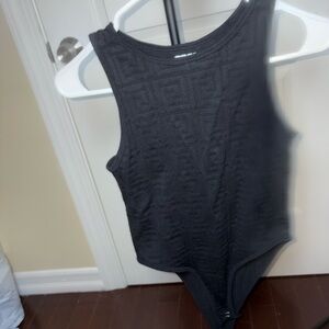 PINK Dot Textured Black Top